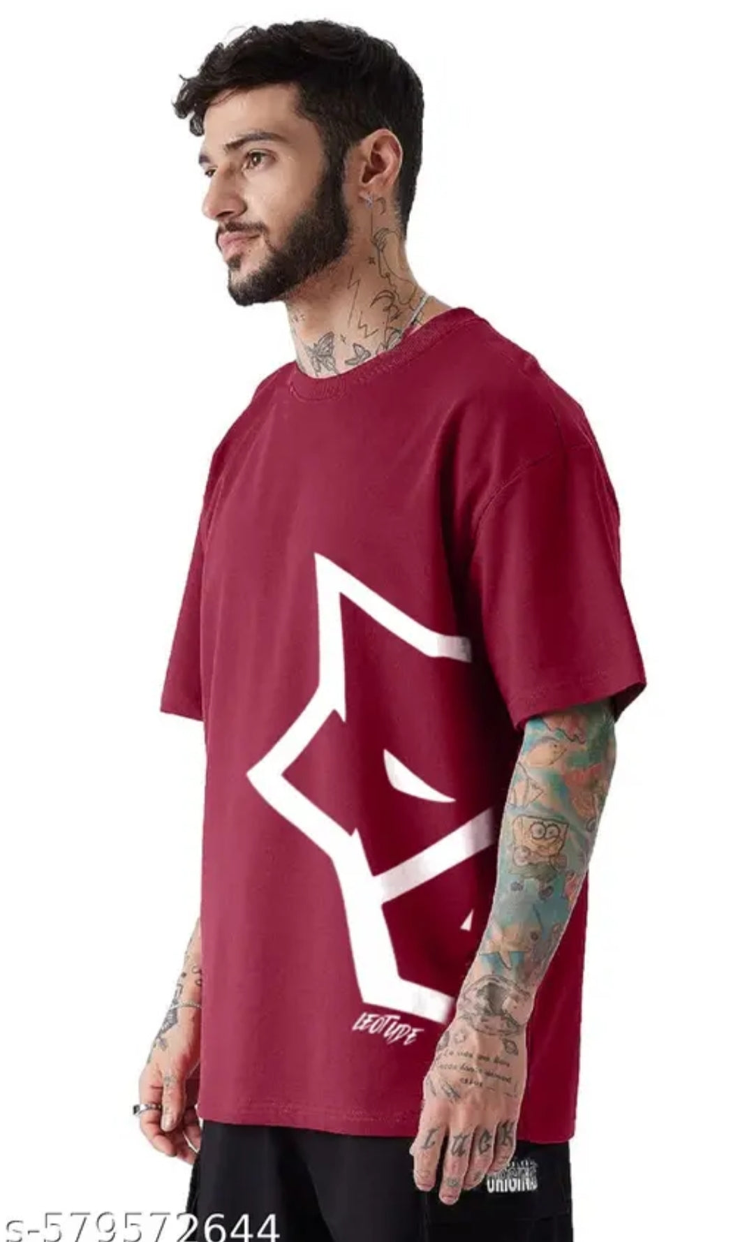 TROND BLOOD MOON HALF SLEEVES OVERSIZED COTTON BLEND T-SHIRT