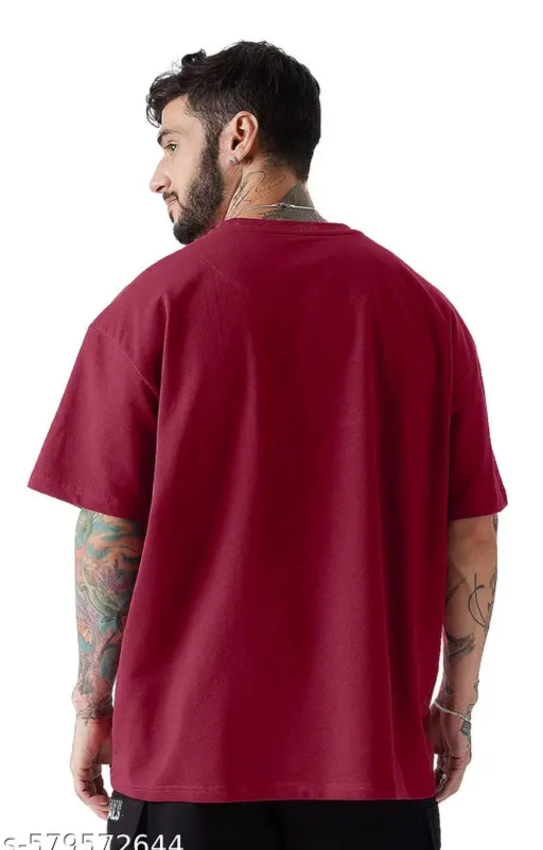 TROND BLOOD MOON HALF SLEEVES OVERSIZED COTTON BLEND T-SHIRT
